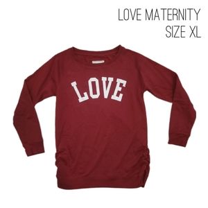 Comfy red "Love" maternity sweatshirt size XL